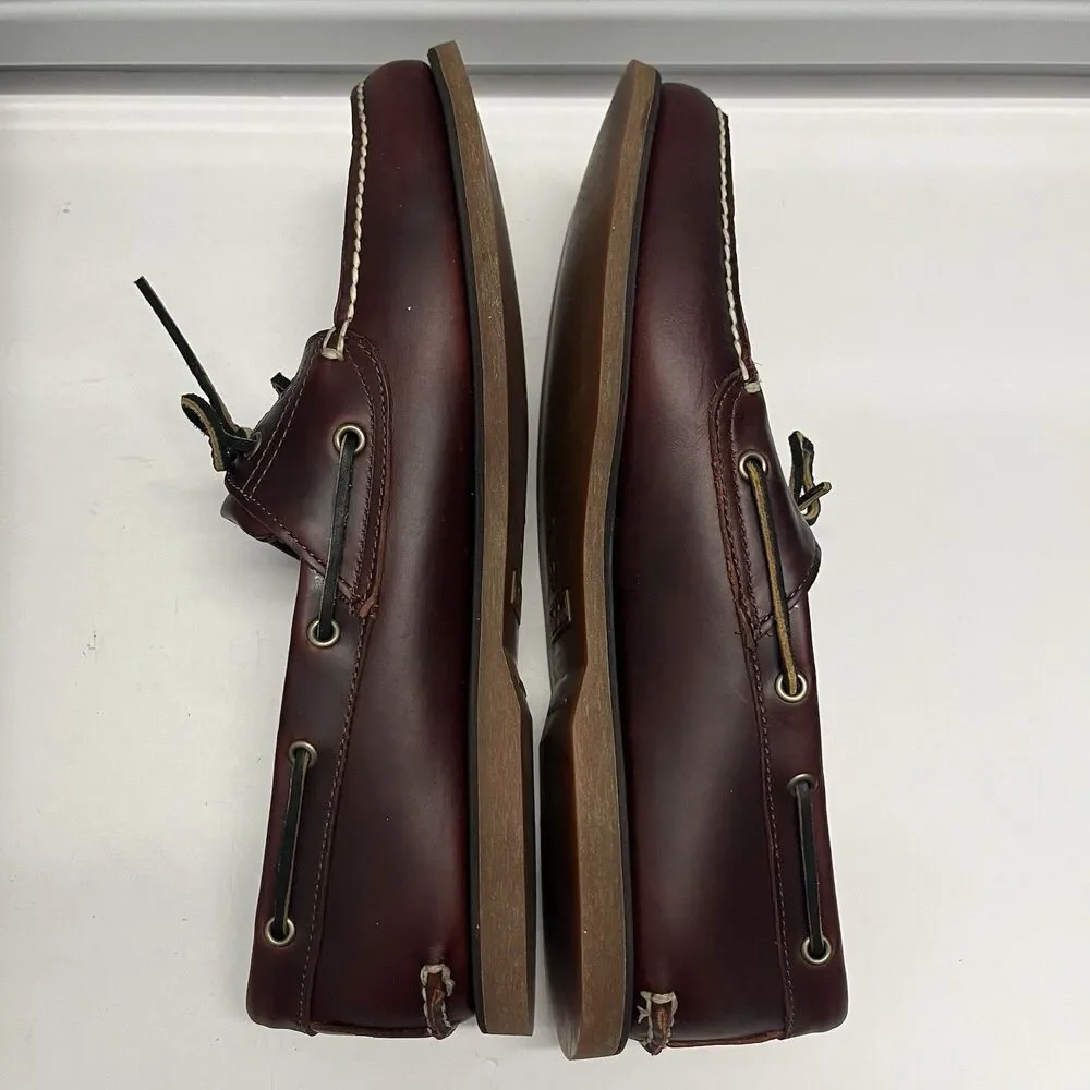 TIMBERLAND MENS CLASSIC 2 EYE ROOT BEER SHOE BROWN FULL GRAIN BOAT SHOE SZ 14